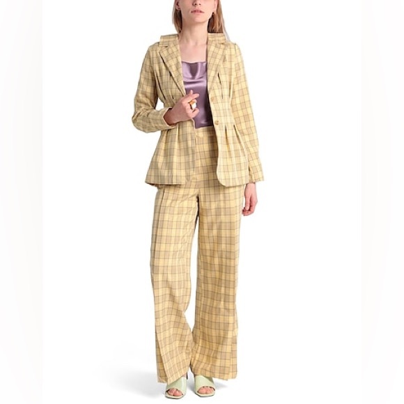 Topshop Yellow Plaid Women’s Blazer | Size 2 - Picture 4 of 11